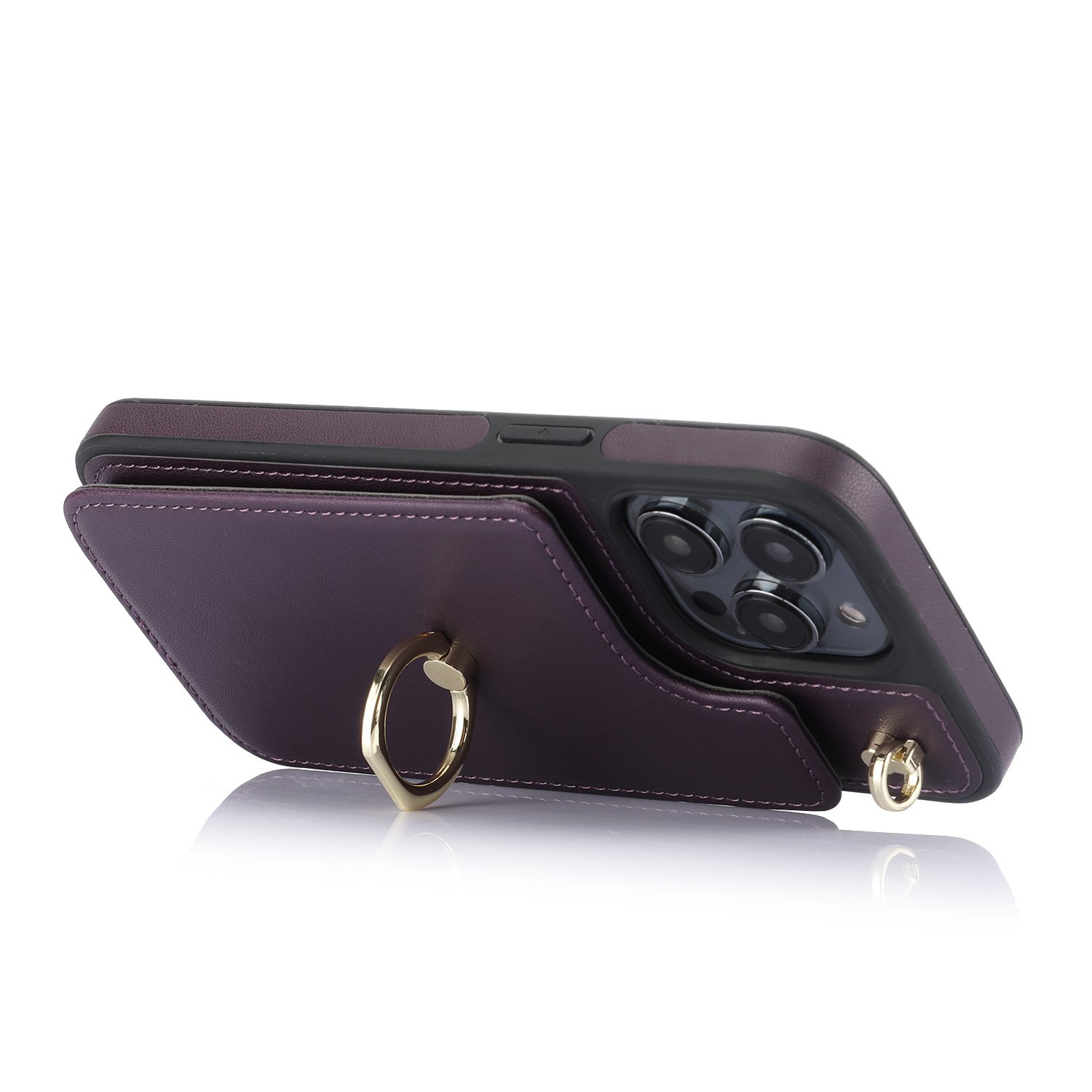 Women Card Wallet Purse Phone Case For iPhone 15 pro max, Leather Cross body Strap Mobile Cover With Holder Ring For iPhone 16