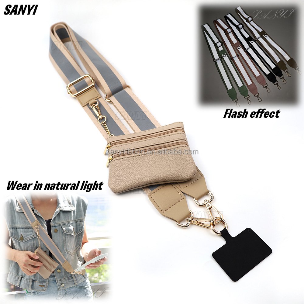 Strap with zipper pouch for phone women's adjustable cellphone strap anti-lost lanyard with wallet customized phone lanyard