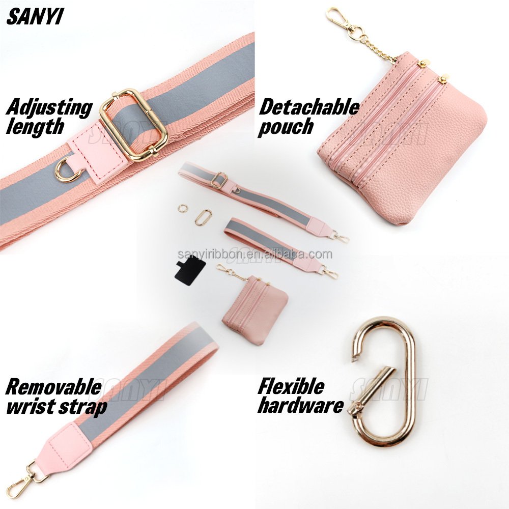 Strap with zipper pouch for phone women's adjustable cellphone strap anti-lost lanyard with wallet customized phone lanyard