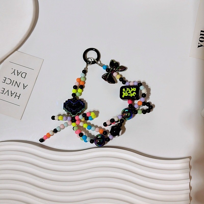Lilangda Cute Beaded Pendant Light Weight Resin Mobile Phone Chain Accessories Keyring Beaded Key Chain Mobile Phone Straps