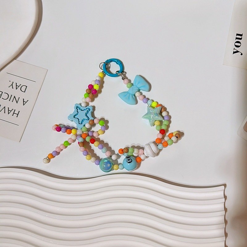 Lilangda Cute Beaded Pendant Light Weight Resin Mobile Phone Chain Accessories Keyring Beaded Key Chain Mobile Phone Straps