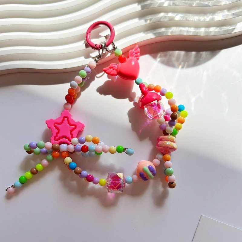 Lilangda Cute Beaded Pendant Light Weight Resin Mobile Phone Chain Accessories Keyring Beaded Key Chain Mobile Phone Straps
