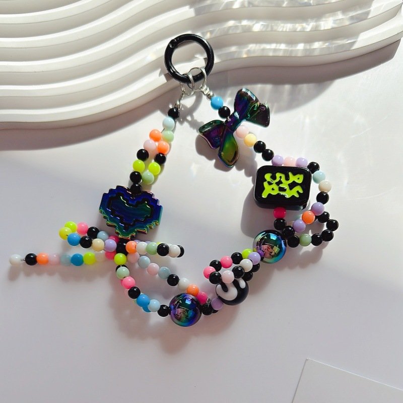Lilangda Cute Beaded Pendant Light Weight Resin Mobile Phone Chain Accessories Keyring Beaded Key Chain Mobile Phone Straps