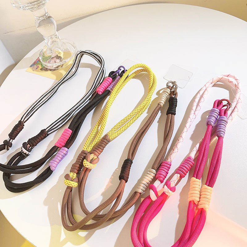 8mm Universal Anti Loss Phone Lanyard with Patch Label Colorful Nylon Woven Phone Chain Neck Strap Mobile Phone Strap