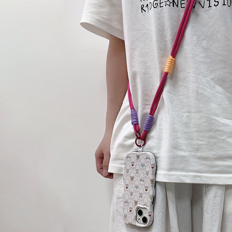 8mm Universal Anti Loss Phone Lanyard with Patch Label Colorful Nylon Woven Phone Chain Neck Strap Mobile Phone Strap