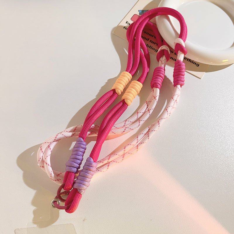 8mm Universal Anti Loss Phone Lanyard with Patch Label Colorful Nylon Woven Phone Chain Neck Strap Mobile Phone Strap