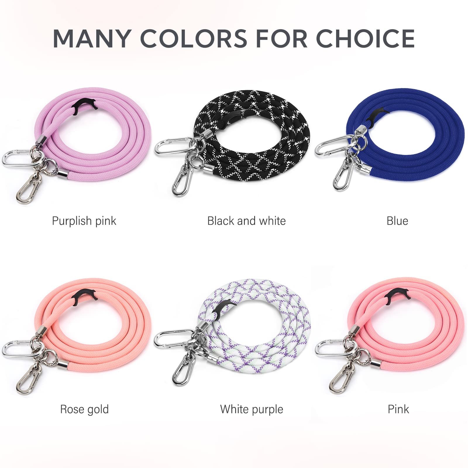 Women Universal Crossbody Necklace 8mm Nylon Cell Mobile Phone Rope Charm Strap Lanyard with patches for mobile Phones