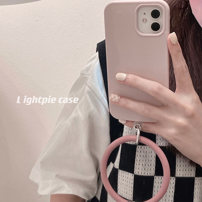 Fashion liquid silicone Mobile Phone Chain Women Girl Phone Strap Anti-Lost Wrist strap hand loop Circle hanging ring