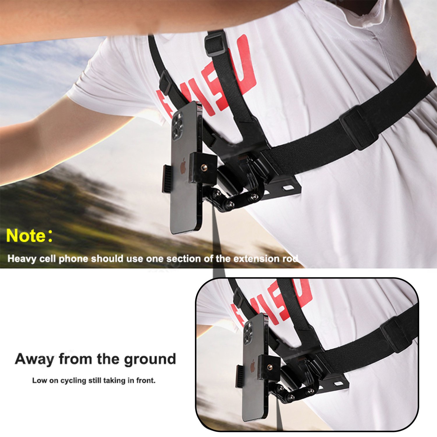 Phone Chest Mount Strap Belt Harness For Mobile Cell Phone Clip Holder For Iphone 13 For Samsung For Go/pro Hero 10 9 8 7
