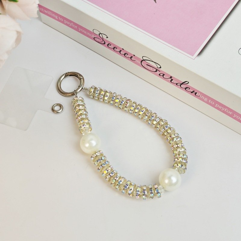Beaded Rhinestone Metal Phone Chain, Wrist Strap, Universal Anti-Lost Phone Case Lanyard, Mobile Phone Charm