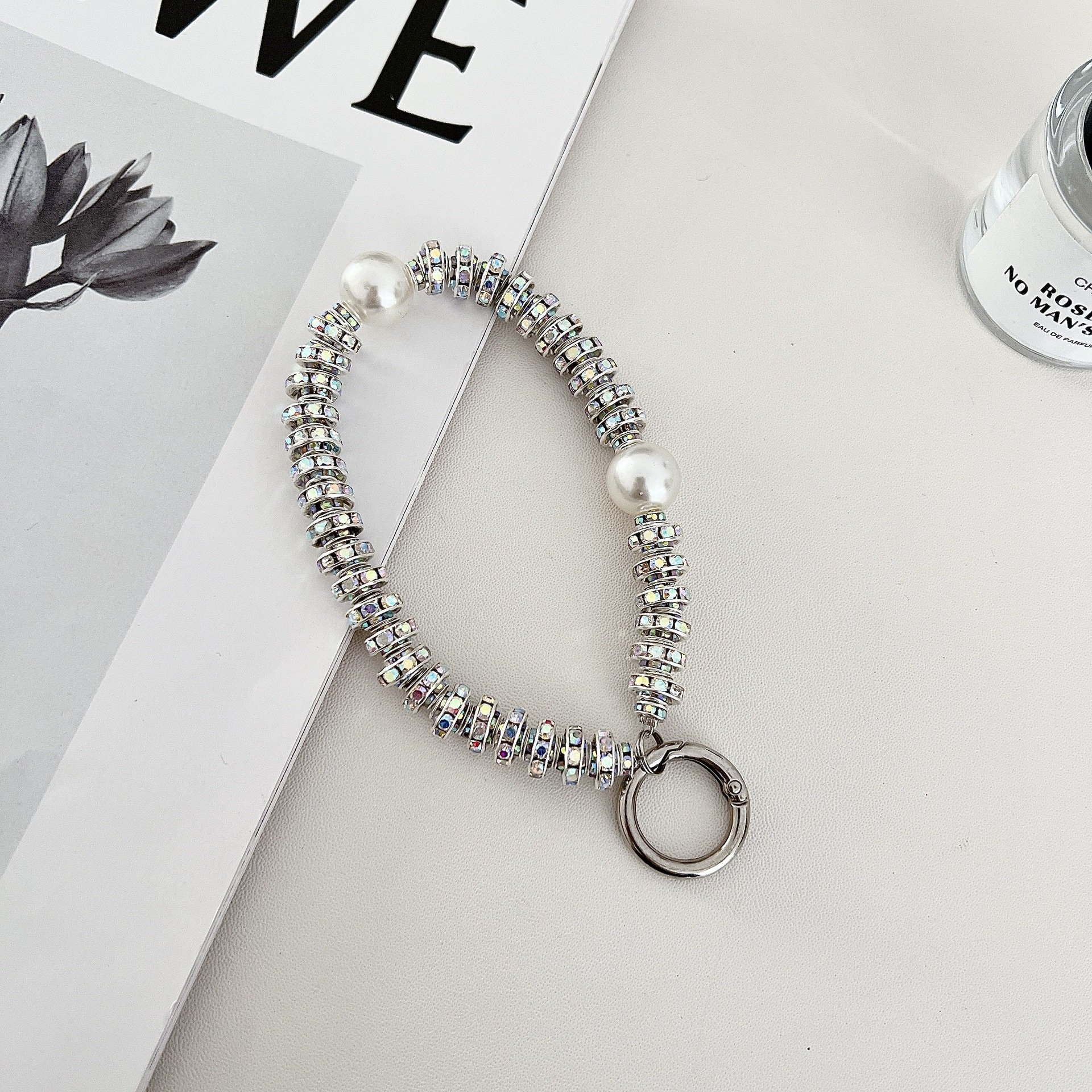Beaded Rhinestone Metal Phone Chain, Wrist Strap, Universal Anti-Lost Phone Case Lanyard, Mobile Phone Charm
