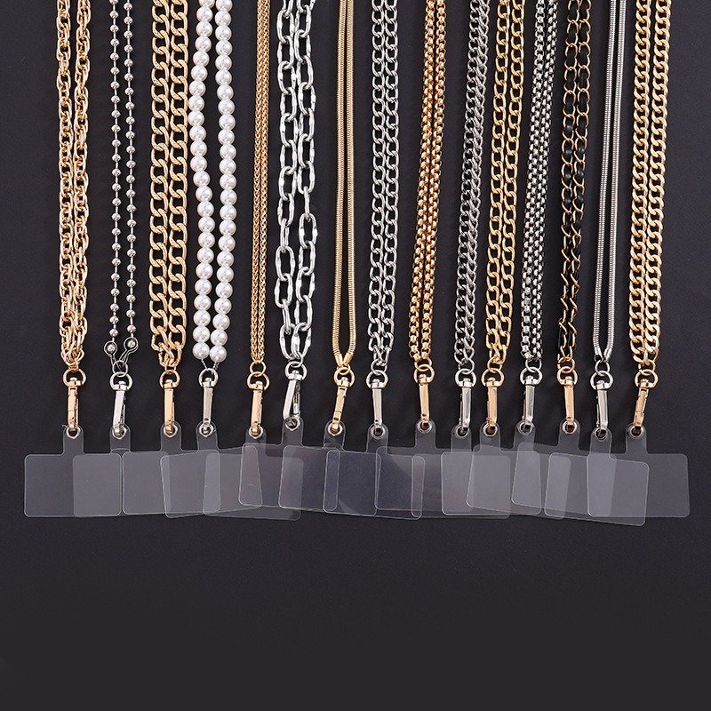 Wholesale Gold Silver Snake Chain Cuban Chain Lanyard Cross Body Necklace Strap Cell Mobile Phone Straps for women