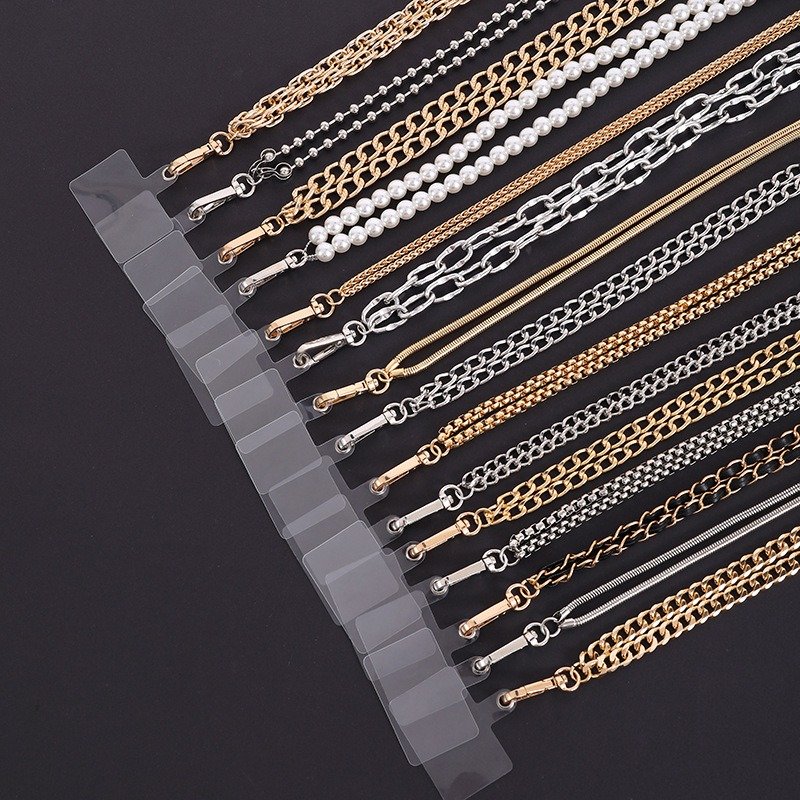 Wholesale Gold Silver Snake Chain Cuban Chain Lanyard Cross Body Necklace Strap Cell Mobile Phone Straps for women