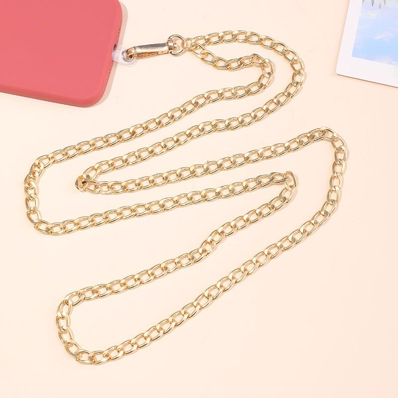 Wholesale Gold Silver Snake Chain Cuban Chain Lanyard Cross Body Necklace Strap Cell Mobile Phone Straps for women