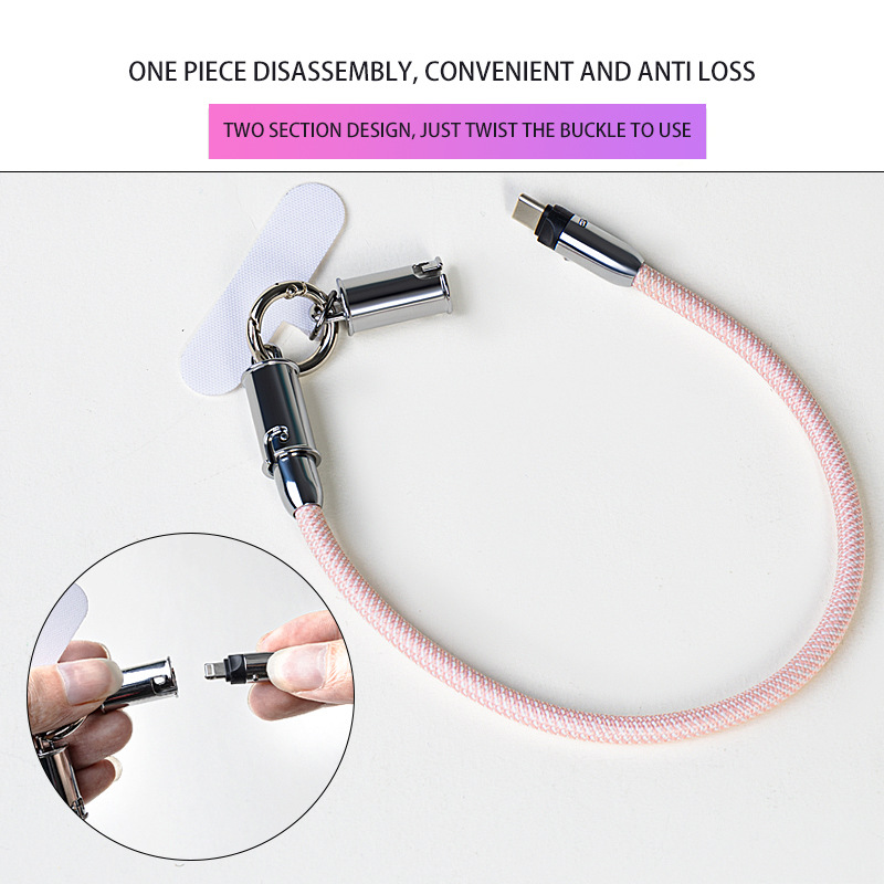 new products Multi Charger Data Cable 2 in 1 USB C to Type C Charging Cable Wrist Strap Lanyard USB Cable for Gift 0.3m