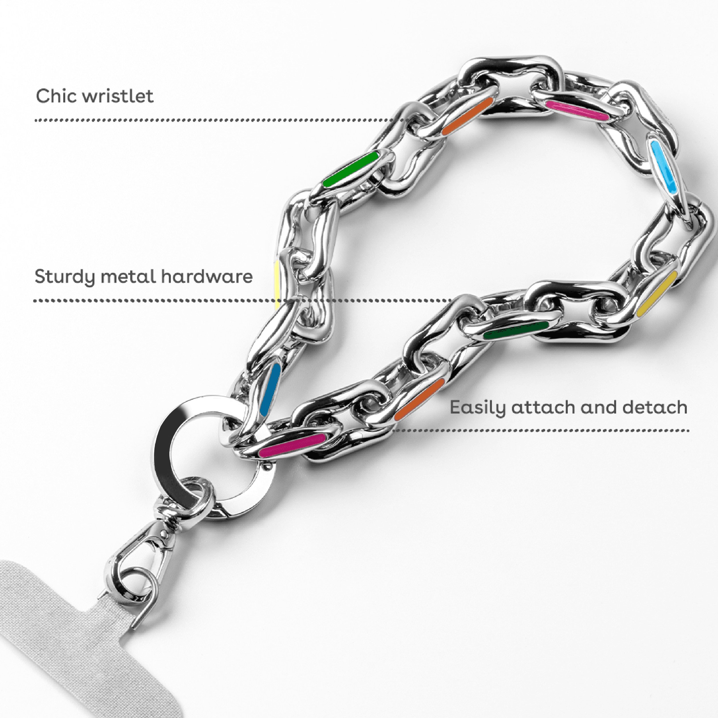 New metal chain wristband suitable for full range of mobile phone accessories metal chain mobile phone wristband