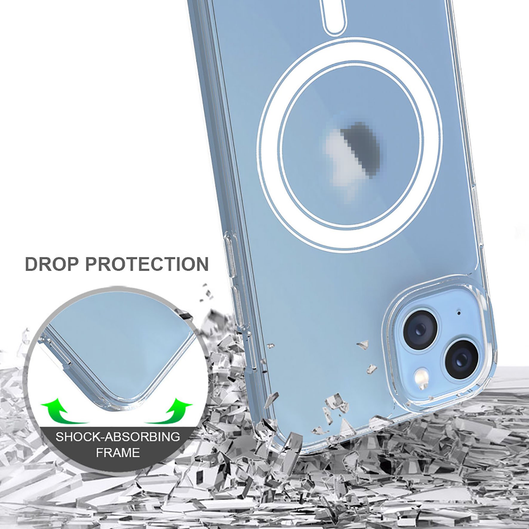 Crystal Clear Hybrid Mobile Shockproof Cell Phone Back Cover Case for IP14 15 16
