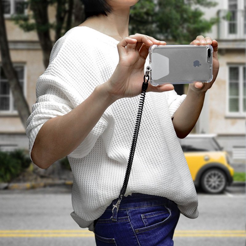 Universal Phone Chain Anti Theft Stretchy Straps Retractable Phone Lanyard Wrist Strap Tether with Patch for Smart phone case