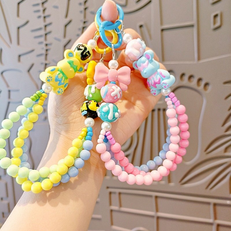 Lilangda Cartoon Bear Beaded Exquisite Lanyard Decoration Mobile Phone Chain Original Hand Rope Beautiful Ornament For Girls