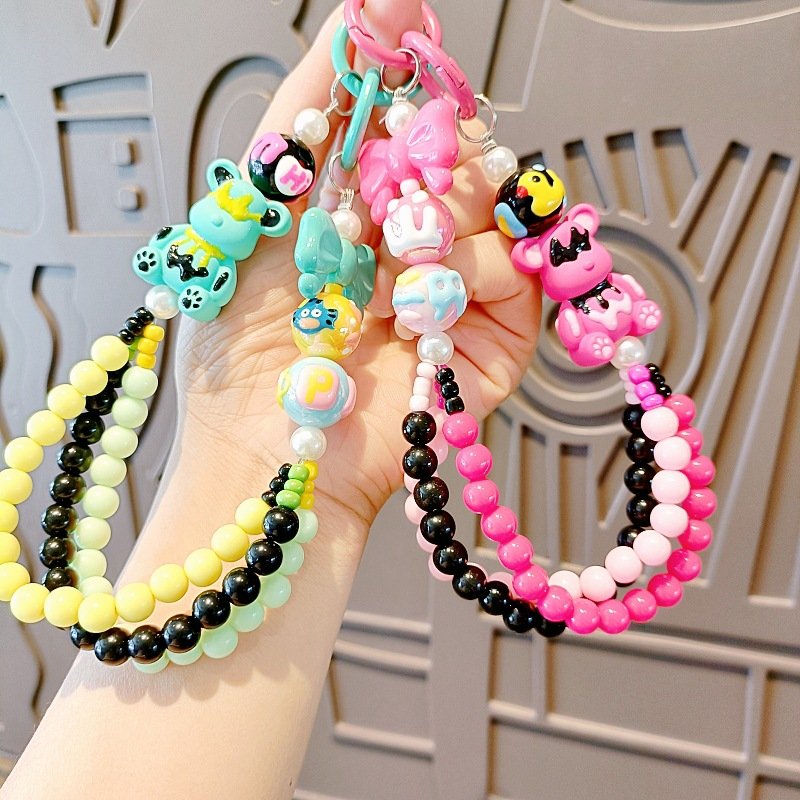 Lilangda Cartoon Bear Beaded Exquisite Lanyard Decoration Mobile Phone Chain Original Hand Rope Beautiful Ornament For Girls
