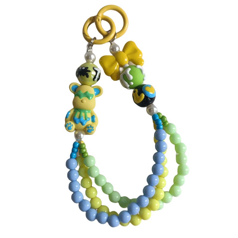 Lilangda Cartoon Bear Beaded Exquisite Lanyard Decoration Mobile Phone Chain Original Hand Rope Beautiful Ornament For Girls