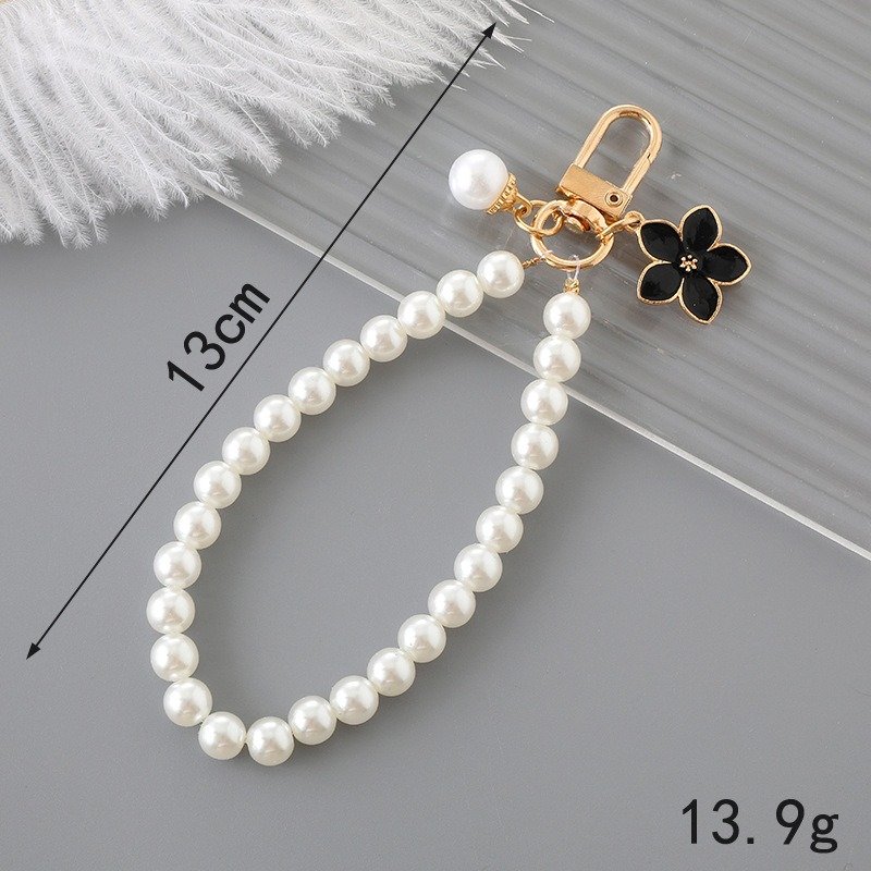 Beaded Pearl Flower Pendant for Purse Backpack Handbag Phone Cases Key Chains Carkey Strap Lanyard Wrist Bracelets
