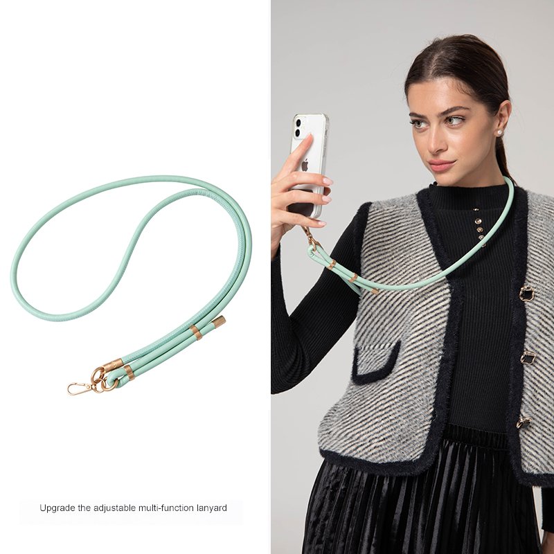 Premium Polyester Crossbody Strap with Phone Case Accessory Real Leather Phone Charm for Mobile Phone