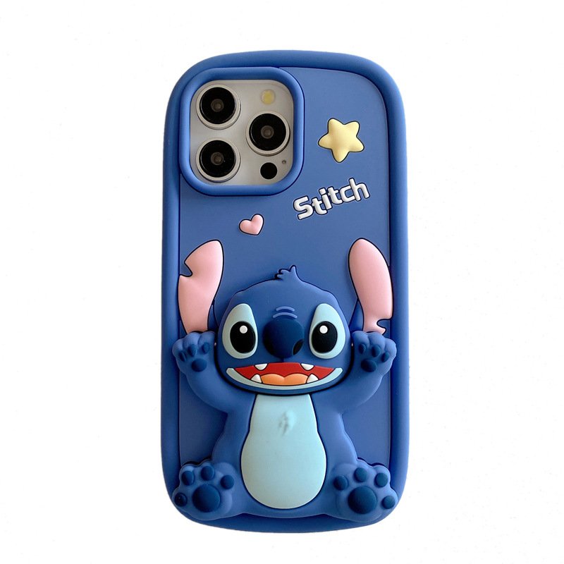 Happy Ice Cream Stitch Cartoon Silicon Soft Phone Case for iPhone 12 Mini 13 Pro 14 Plus 15 Pro Max 7 8 X XS Max XR 11 Pro Cover