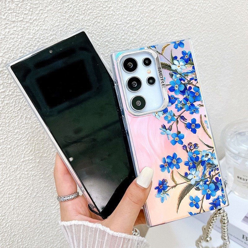 Women Phone Cases for Samsung S24 Ultra S23 S22 A35 A55 A25 5G With Beaded Lanyard Luxury Cover