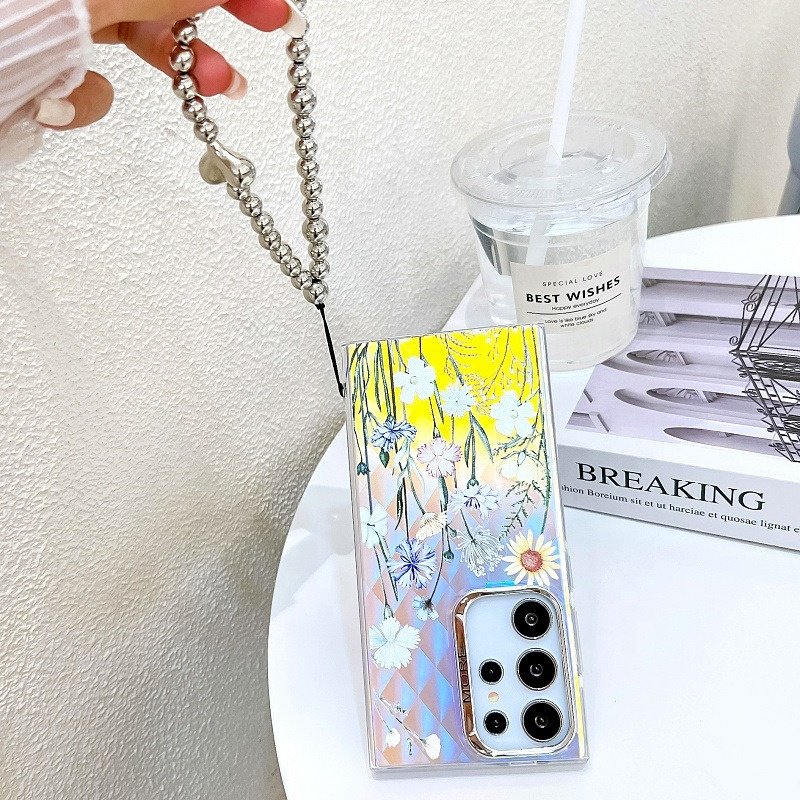 Women Phone Cases for Samsung S24 Ultra S23 S22 A35 A55 A25 5G With Beaded Lanyard Luxury Cover
