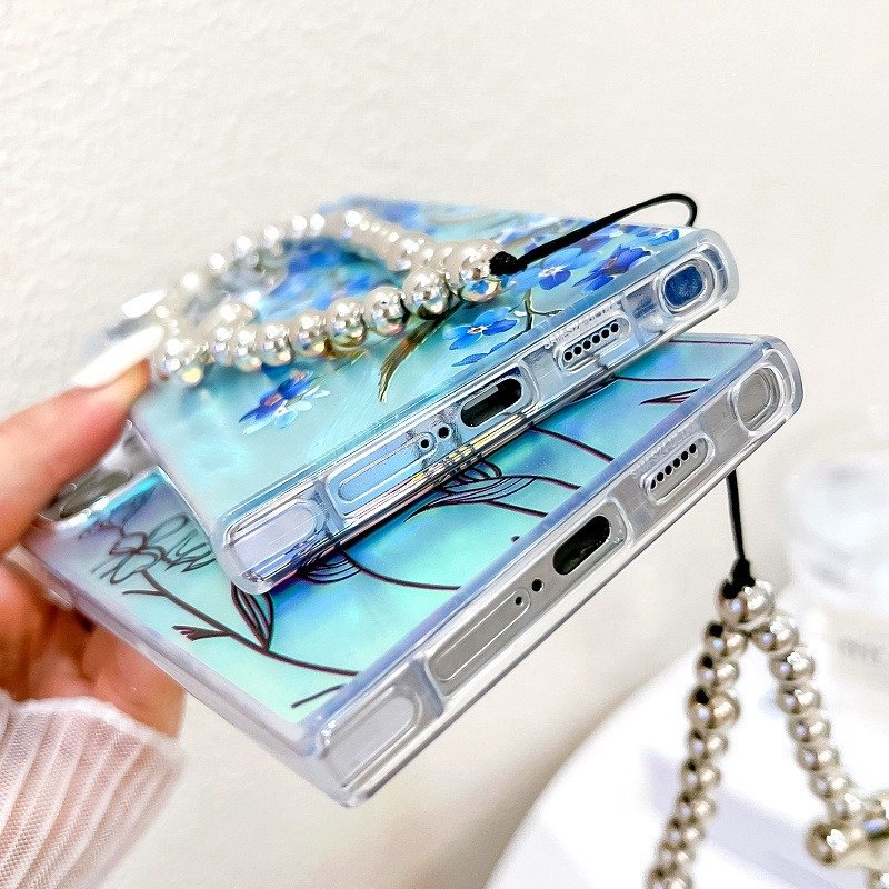 Women Phone Cases for Samsung S24 Ultra S23 S22 A35 A55 A25 5G With Beaded Lanyard Luxury Cover