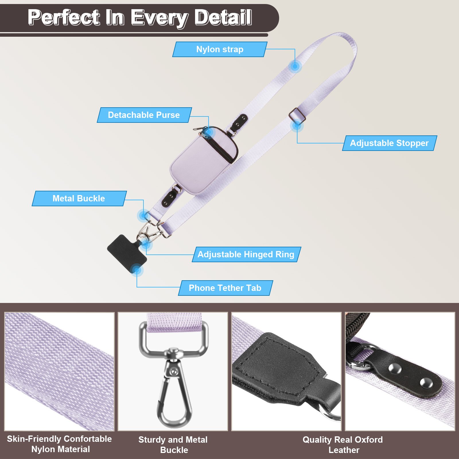 Creative Phone Strap With Zippered Pouch Custom Adjustable Cellphone Lanyard Crossbody Shoulder Bag Straps Mini Wallet