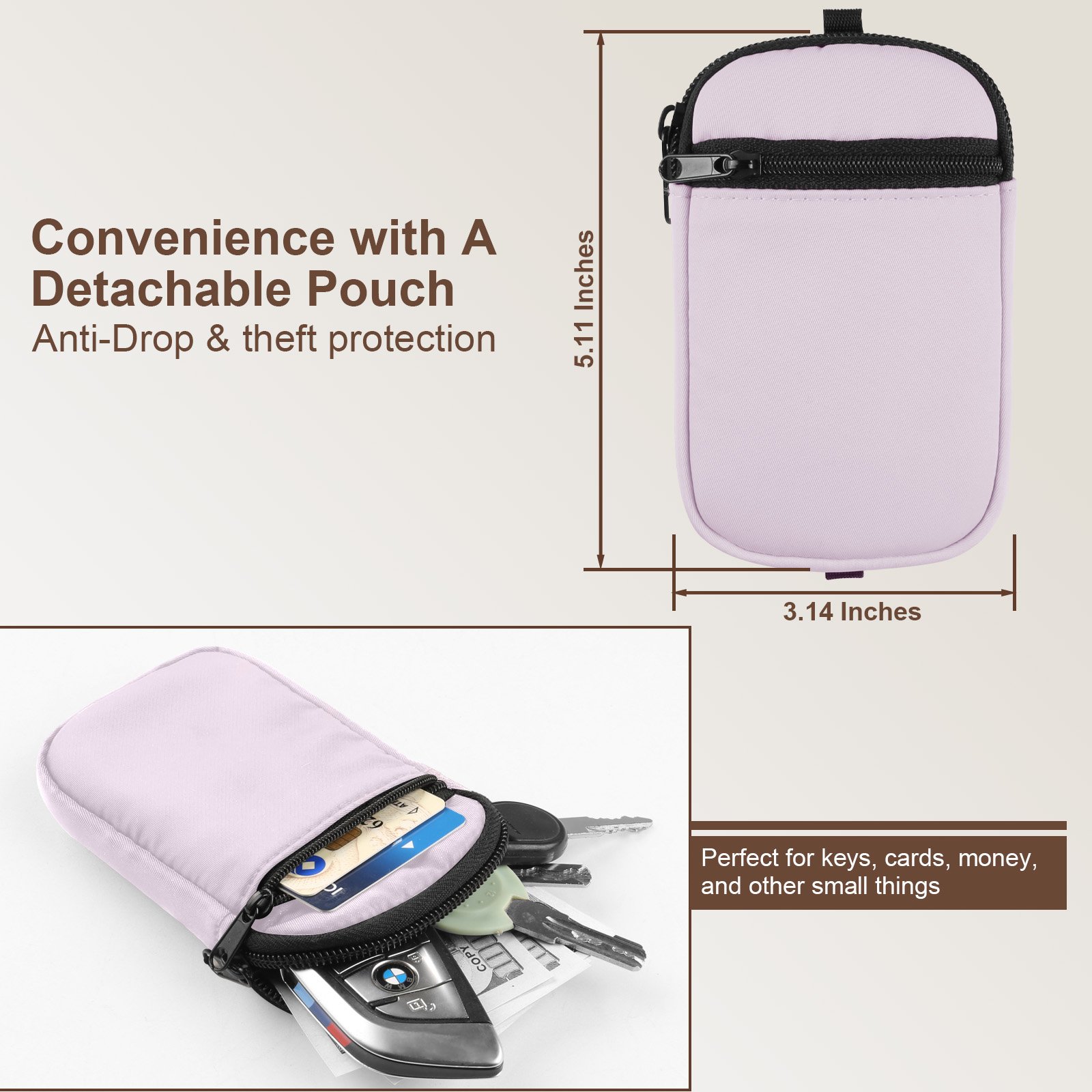 Creative Phone Strap With Zippered Pouch Custom Adjustable Cellphone Lanyard Crossbody Shoulder Bag Straps Mini Wallet