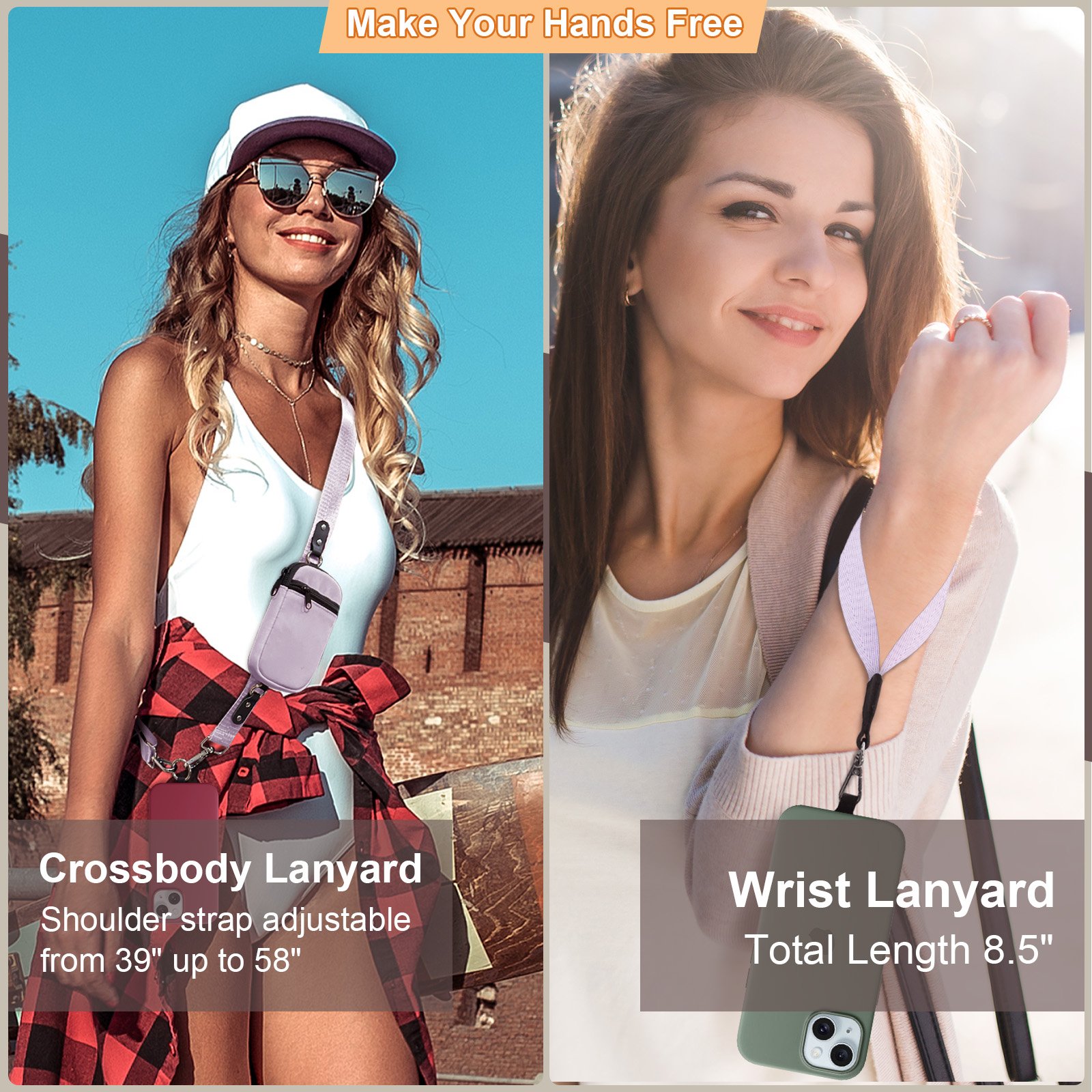 Creative Phone Strap With Zippered Pouch Custom Adjustable Cellphone Lanyard Crossbody Shoulder Bag Straps Mini Wallet