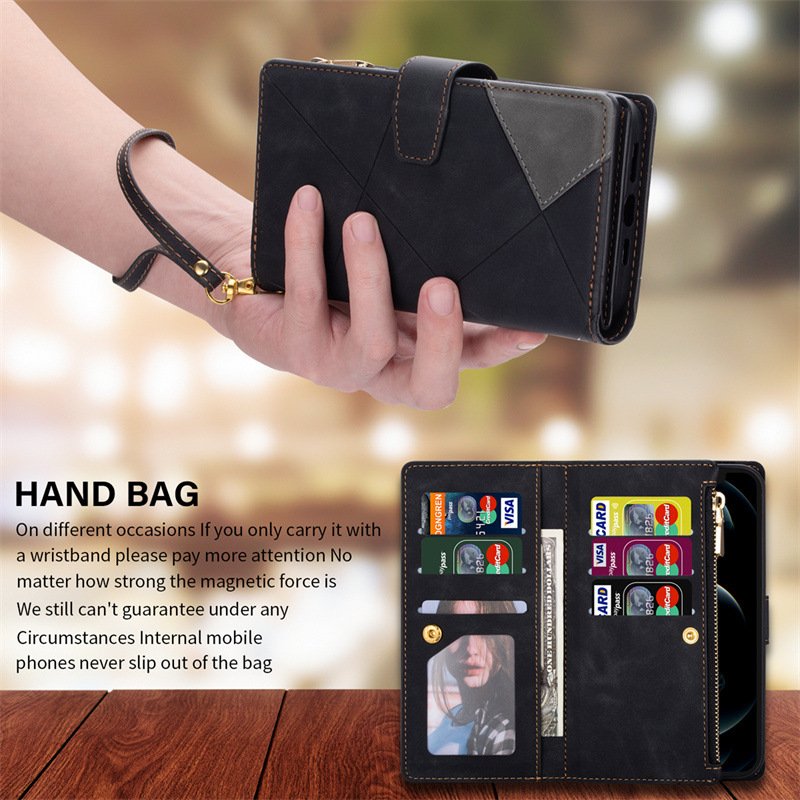 Back Cover For Iphone 15 Pro With Hanging Rope 15 Ultra Luxury Wallet Case Card Magnetic Holder TPU Leather Phone Case