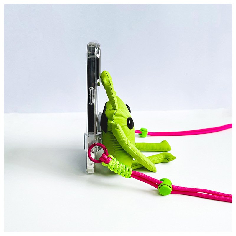 Fashion trendy cute doll mobile phone back clip doll detachable back sticker crossbody mobile phone strap lanyard