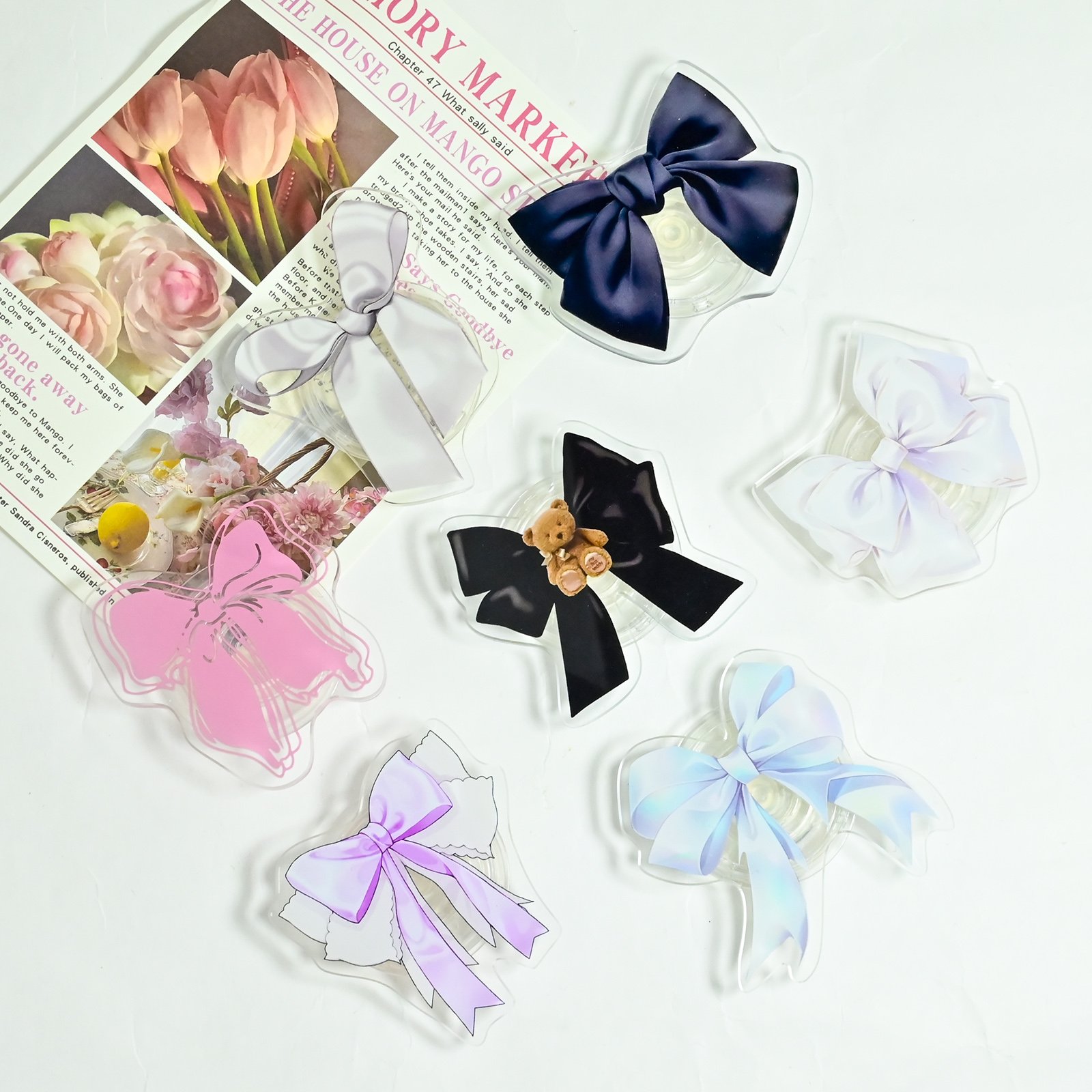 Promotional Cute Phone Grips Poppings Acrylic Cartoon Mobile Phone Holders Grip Sockets Adjustable