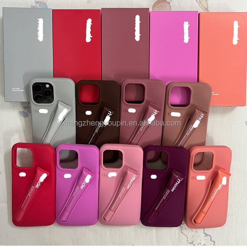 New 2024 phone case Manufactured shock-proof silicon cover Lip gloss Phone case Lip stick makeup holder for iPhone16 15 Pro Max