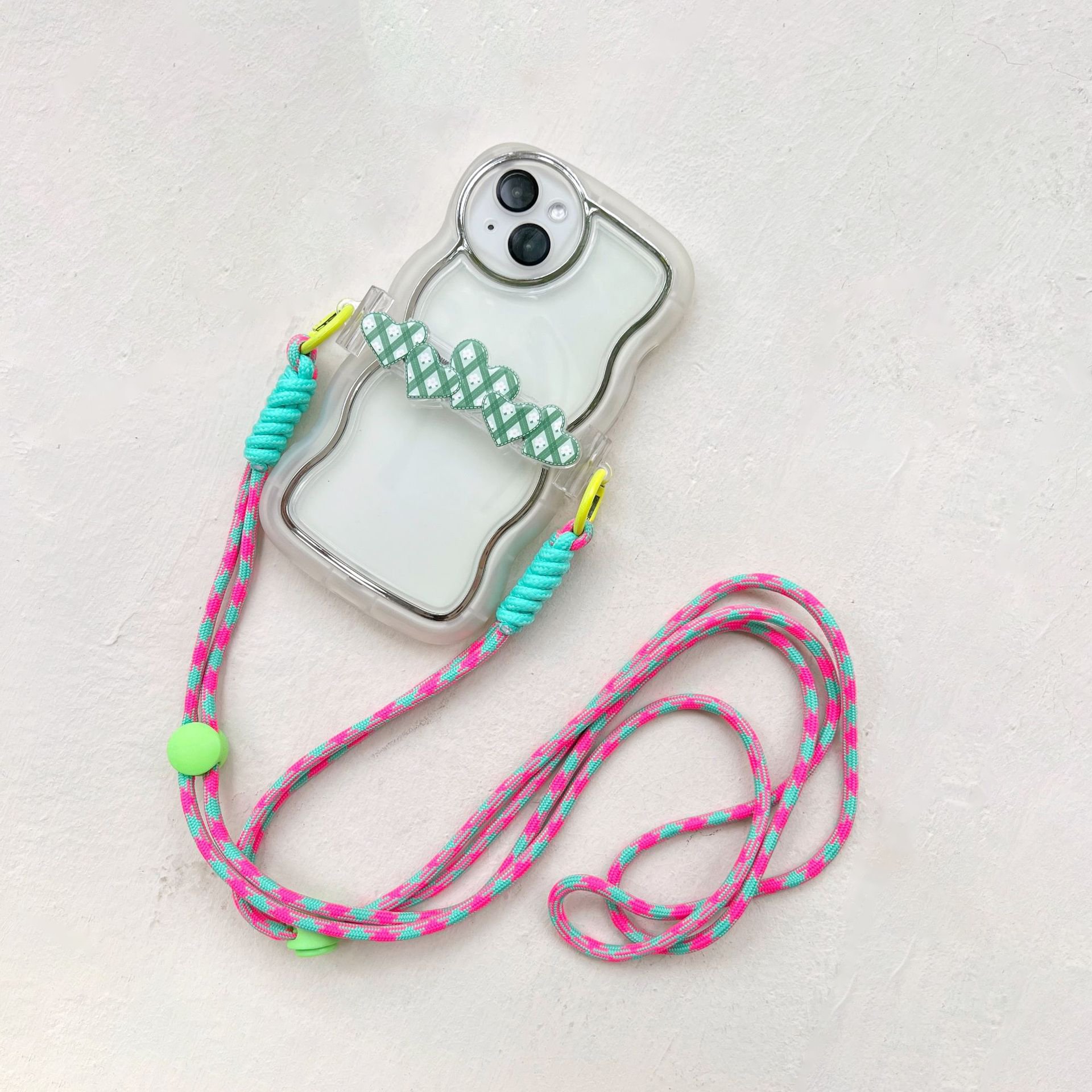 Hanging Rope Cartoon Love Case Clip Detachable Phone Clip Anti Loss Hanging Rope Customization For Iphone 16 Plus 15 Pro max