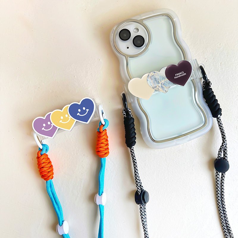 Hanging Rope Cartoon Love Case Clip Detachable Phone Clip Anti Loss Hanging Rope Customization For Iphone 16 Plus 15 Pro max