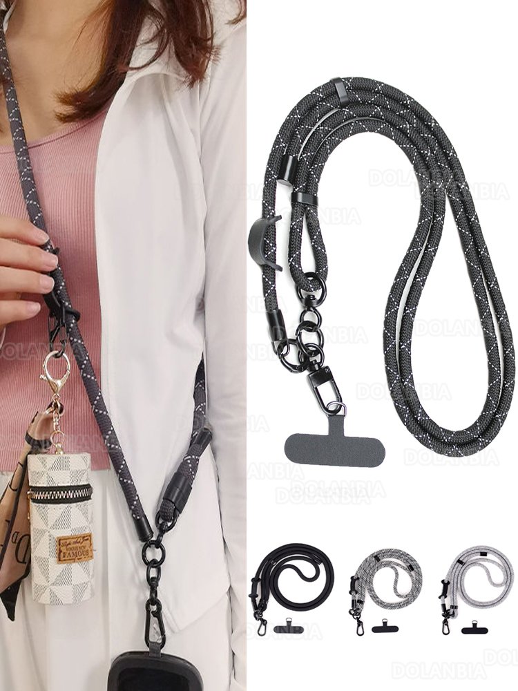 150CM Length Phone Lanyard Adjustable Detachable Neck Cord Outdoor Universal Crossbody Strap Card Clip for Mobile Phone Case