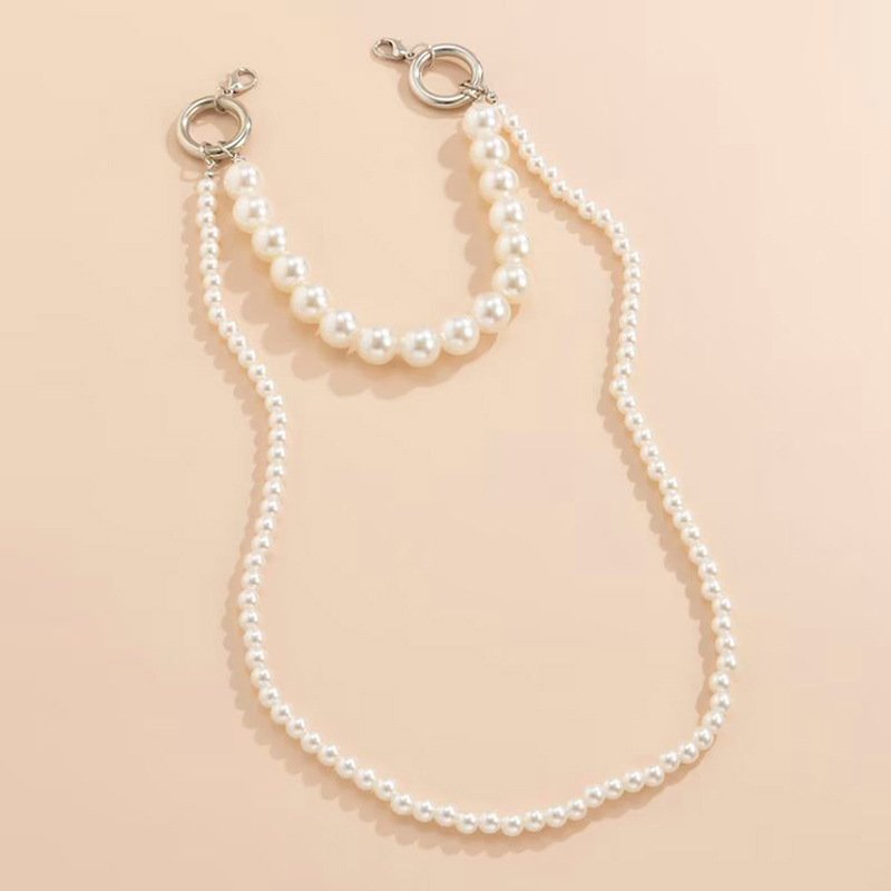 RW Unique Phone Case Shoulder Strap Lanyard For Phone Anti Drop Retractable CrossBody Round Beaded Pearls Cell Phone Chain Strap