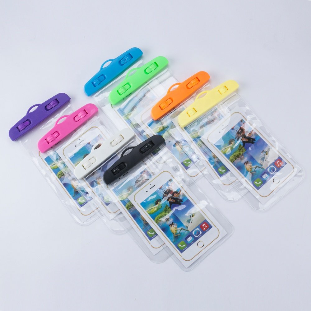 Excellent quality sealed waterproof clip pvc phone bag for cellphone