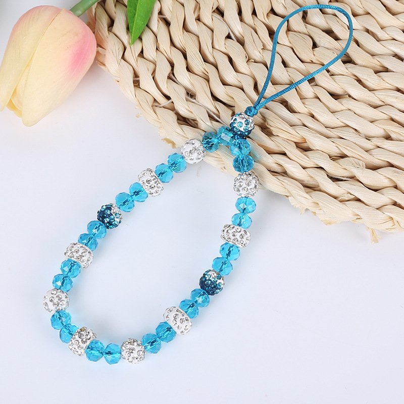 lanyard strap for phone crystal flower charm cute girls keychain wrist strap For Phone Accessories
