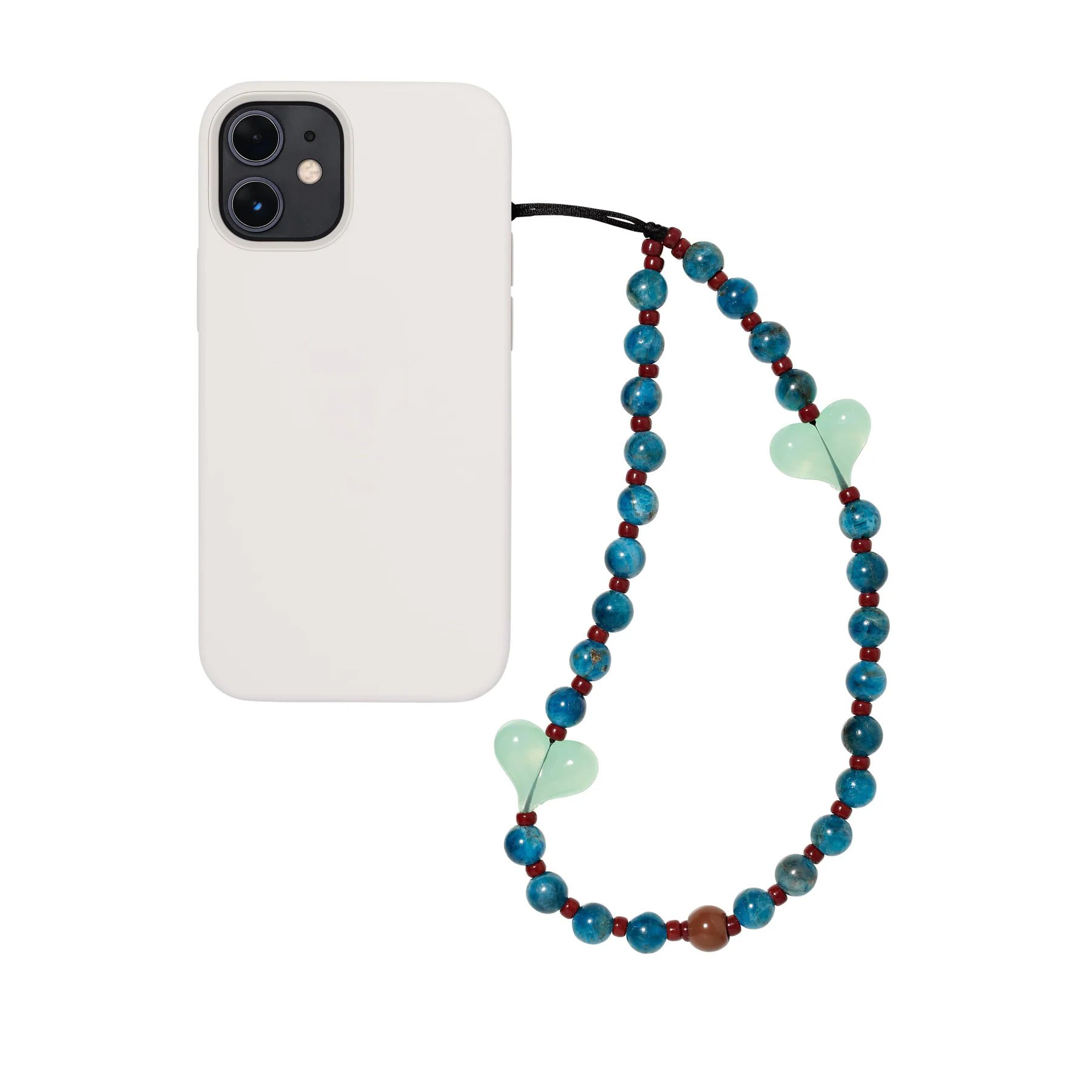 Korean Acrylic Crystal Heart Beads Mobile Phone Straps Cord Rope Wrist Lanyard Chain Bracelet Cell Phone Case Charms Accessories