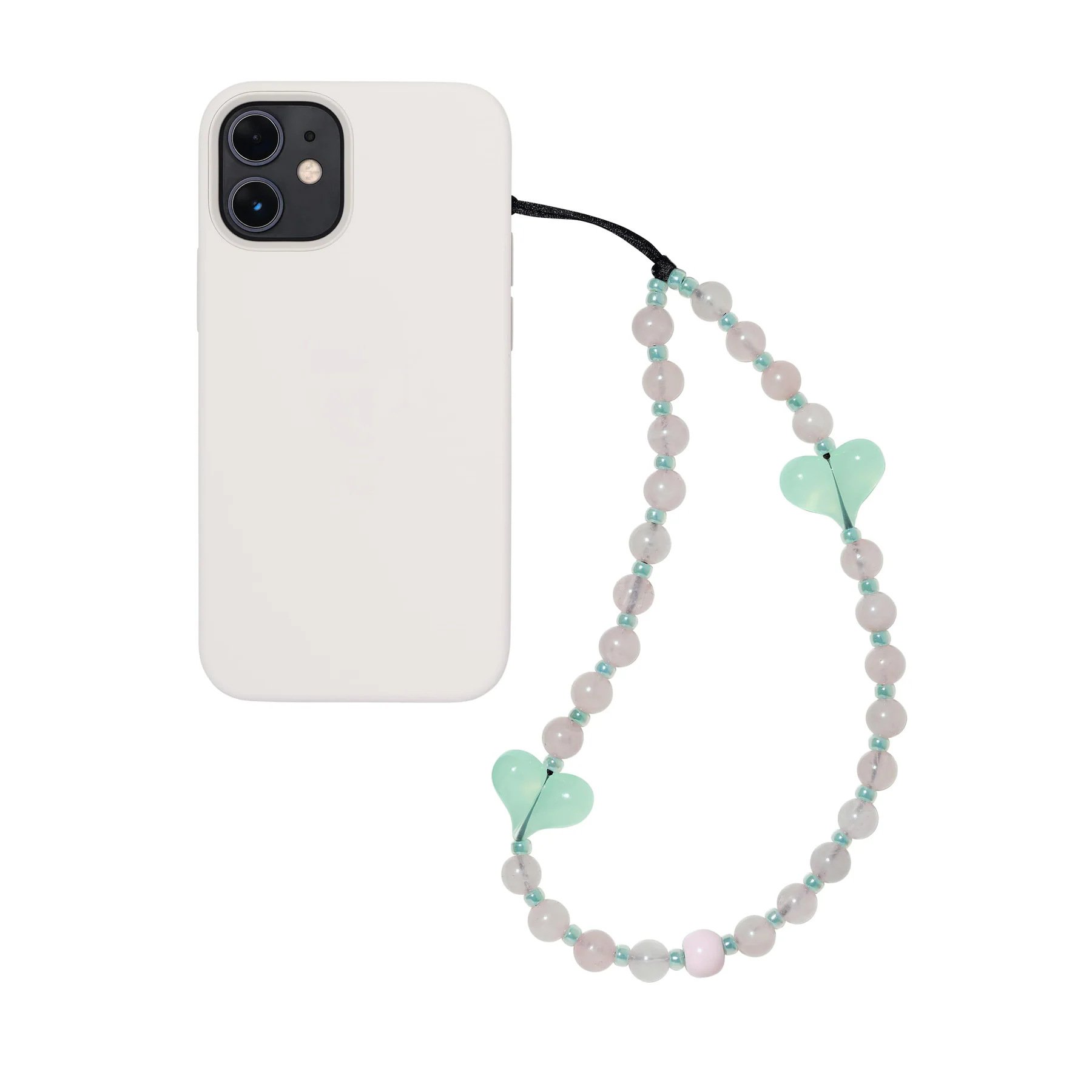 Korean Acrylic Crystal Heart Beads Mobile Phone Straps Cord Rope Wrist Lanyard Chain Bracelet Cell Phone Case Charms Accessories