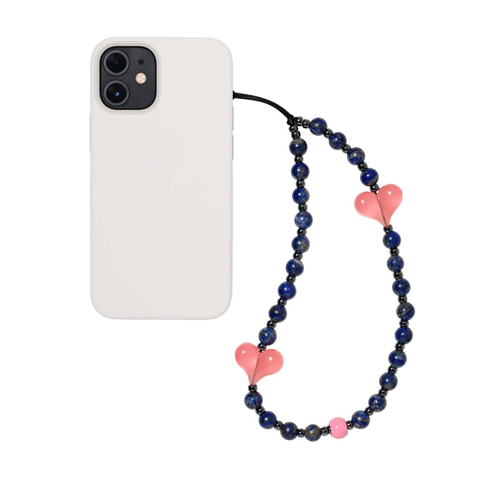 Korean Acrylic Crystal Heart Beads Mobile Phone Straps Cord Rope Wrist Lanyard Chain Bracelet Cell Phone Case Charms Accessories