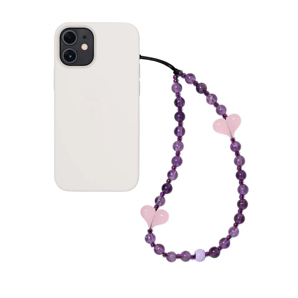 Korean Acrylic Crystal Heart Beads Mobile Phone Straps Cord Rope Wrist Lanyard Chain Bracelet Cell Phone Case Charms Accessories