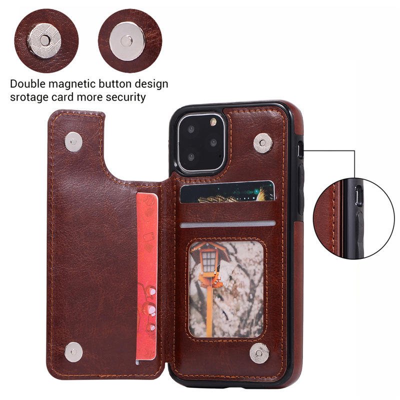 For iPhone Cases Crazy Horse Cow Leather Wallet Flip Case for iPhone 16 15 14 13 Leather Credit Card Pocket for iPhone 15 Case