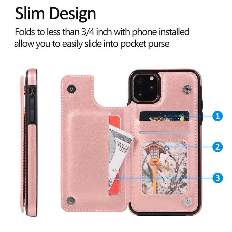 For iPhone Cases Crazy Horse Cow Leather Wallet Flip Case for iPhone 16 15 14 13 Leather Credit Card Pocket for iPhone 15 Case